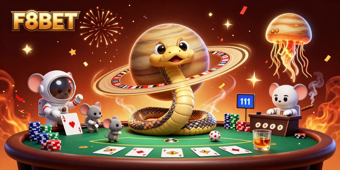 Experience thrilling gameplay at F8BET with cartoon elements in a vibrant casino scene.
