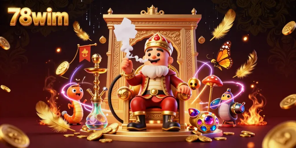 Experience the vibrant world of 78wim with our enchanting caterpillar hookah-master amidst a dazzling casino scene.
