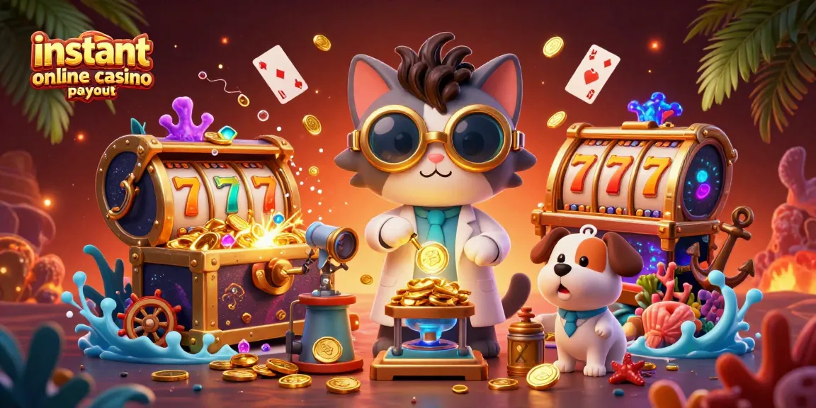 Experience instant online casino payout with our engaging 3D casino illustration, showcasing vibrant characters and dynamic game elements.