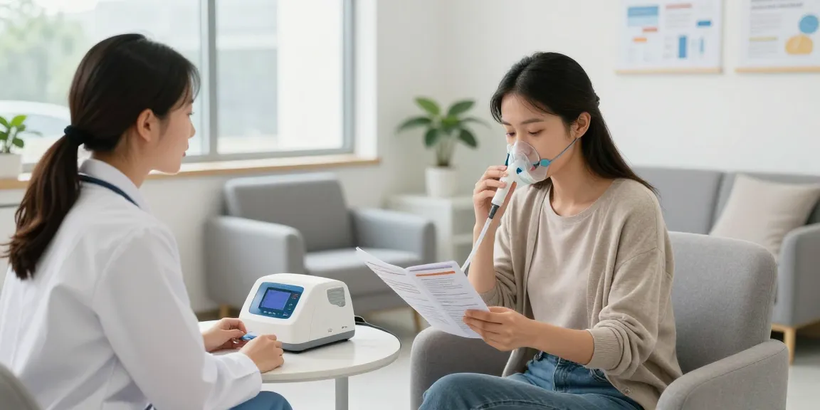 CPAP provider discussing therapy options with a patient in a welcoming healthcare setting.