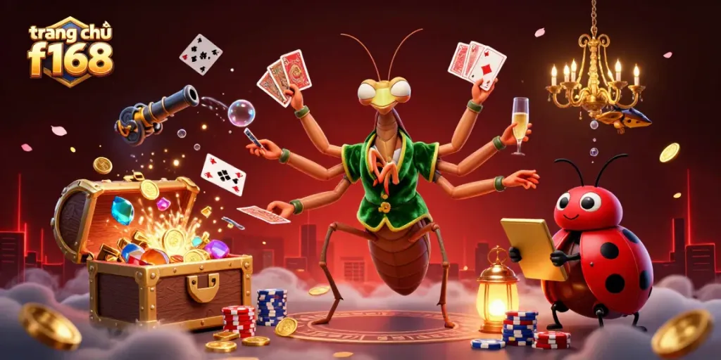 Experience excitement at trang chủ f168 with a vibrant 3D casino scene illustrated in rich detail.