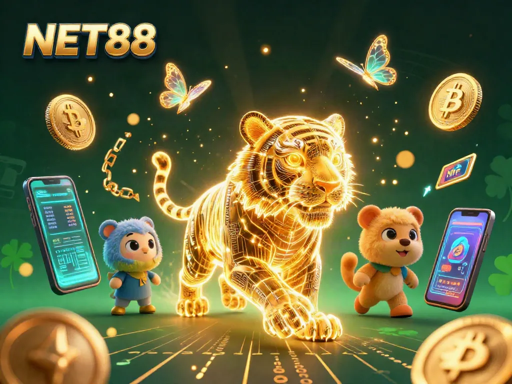 Engage with NET88 as a tiger prowls the digital casino landscape filled with crypto coins.
